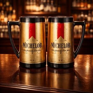 Lot of 2 Michelob beer mug, likely produced by Thermo-Serv in the USA